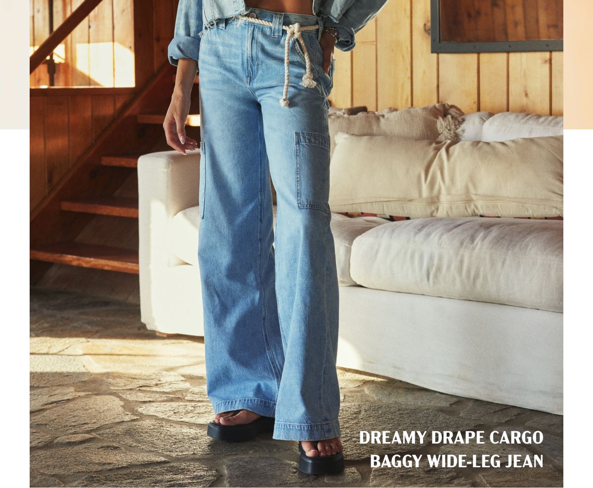 Dreamy Drape Cargo Baggy Wide-Leg Jean