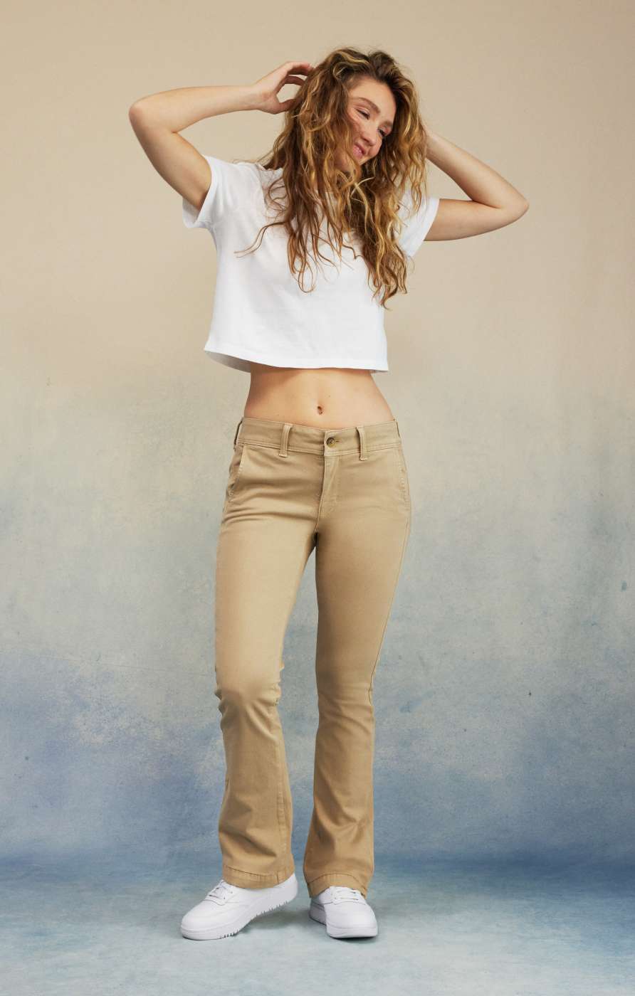 Akiihool Womens Work Pants Plus Size Women's Print Stretch Bell Bottom  Flare Pants Trousers (Khaki,XL) 