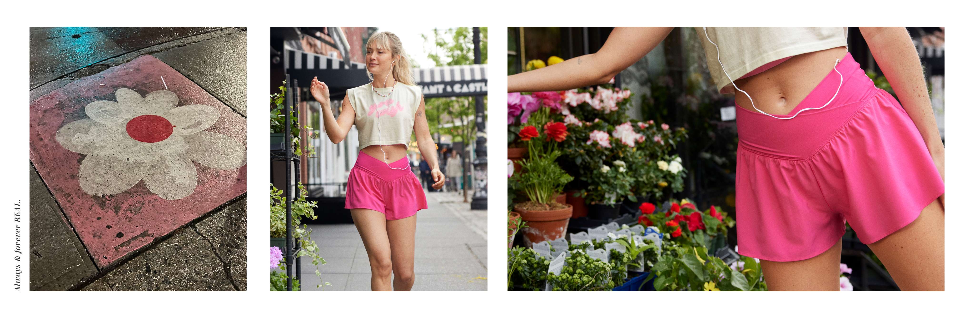 Model in pink Offline shorts