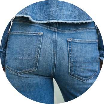 cropped image of back jean pockets