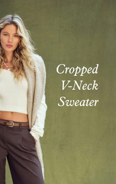 Cropped V-Neck Sweater