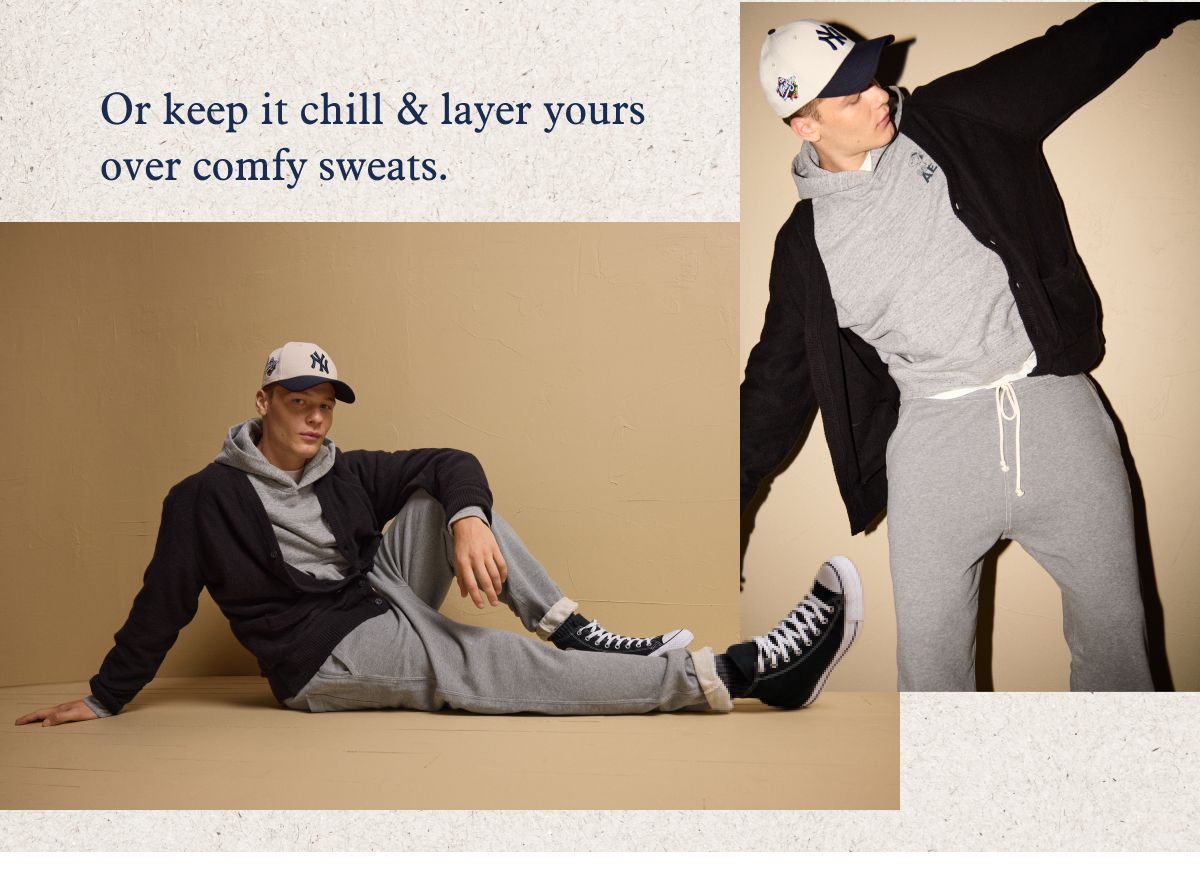 Or keep it chill & layer yours over comfy sweats.