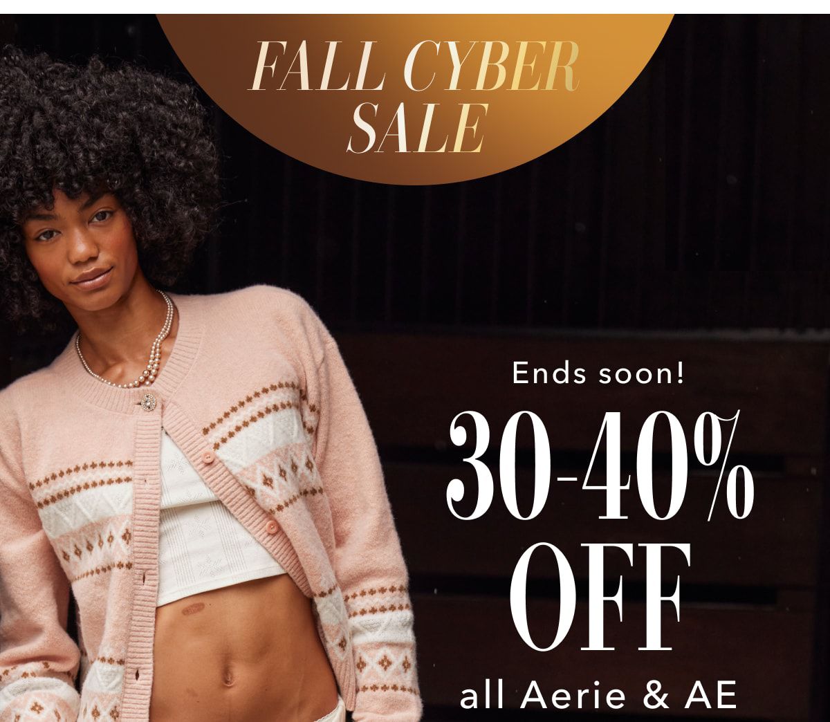 Fall Cyber Sale | Ends soon! 30-40% Off all aerie & AE