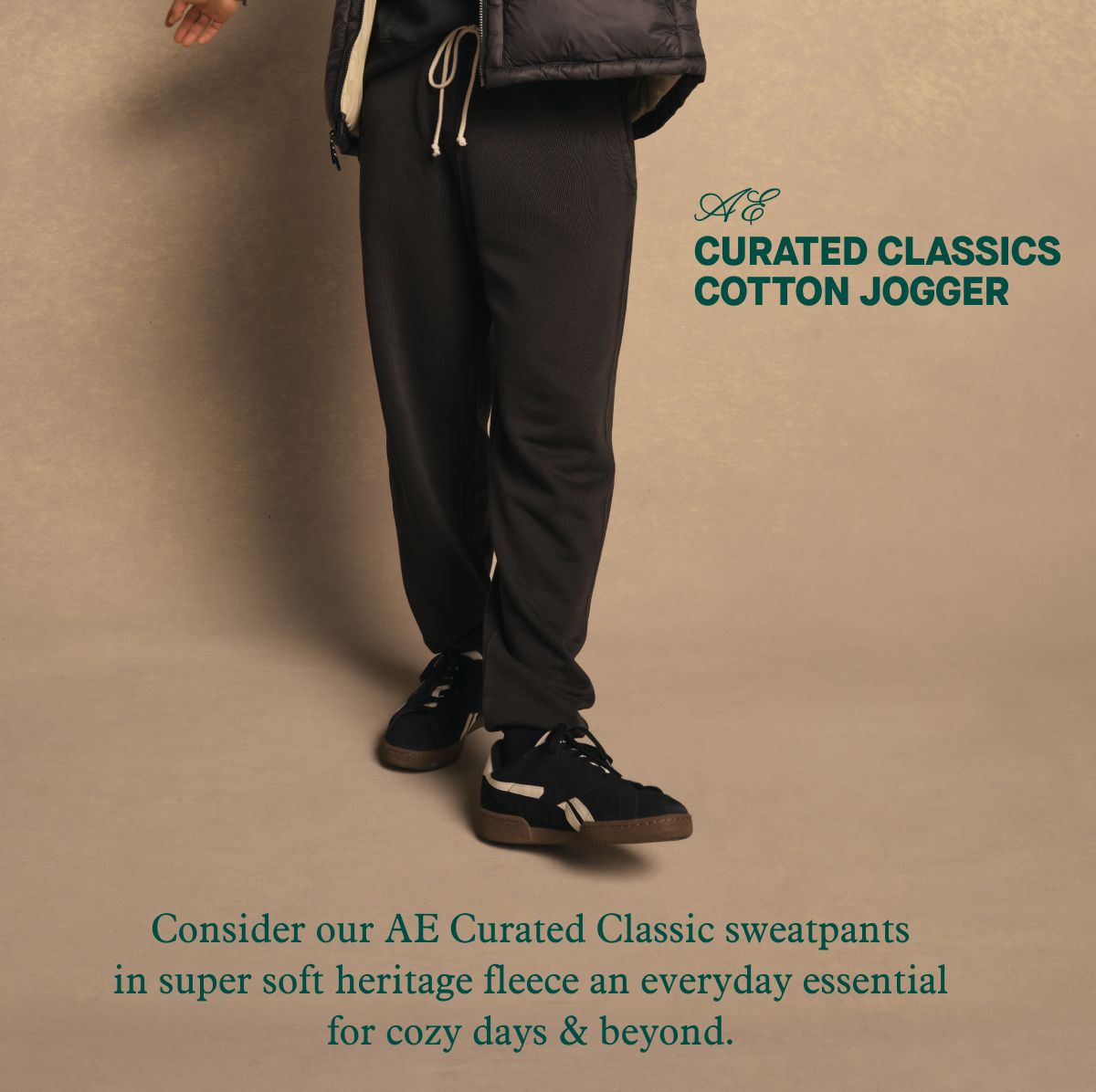 AE Curated Classics Cotton Jogger | Consider our AE Curated Classic sweatpants in super soft heritage fleece an everyday essential for cozy days & beyond.