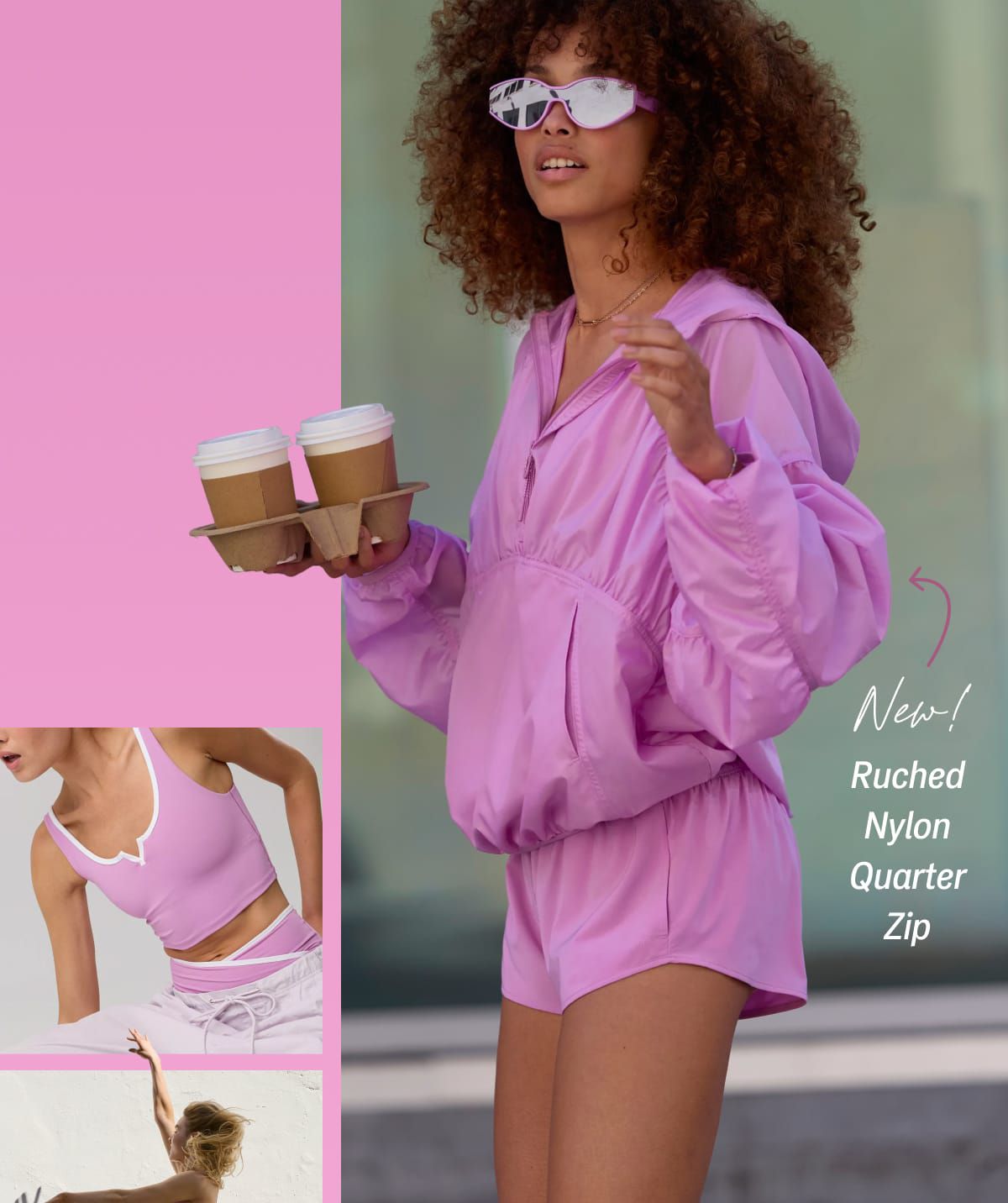 New! Ruched Nylon Quarter Zip