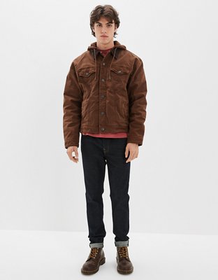 Ae Men's Hooded Denim Trucker Jacket