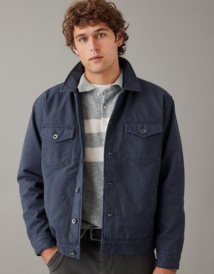 Ae Men's Hooded Denim Trucker Jacket