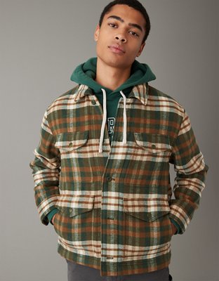 AE Plaid Button-Up Jacket