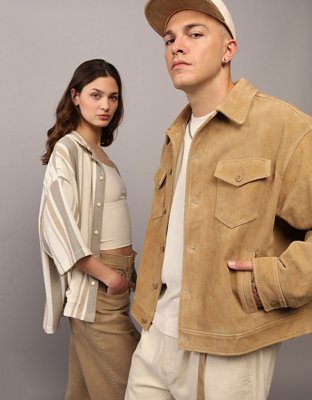 Мужские куртки American Eagle AE x Manuel Turizo Suede Trucker Jacket — фото 5