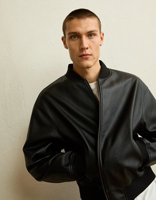 AE Vegan Leather Bomber Jacket