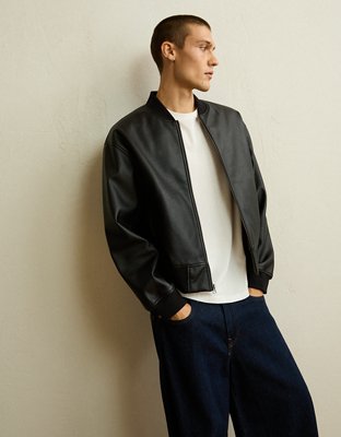 AE Vegan Leather Bomber Jacket