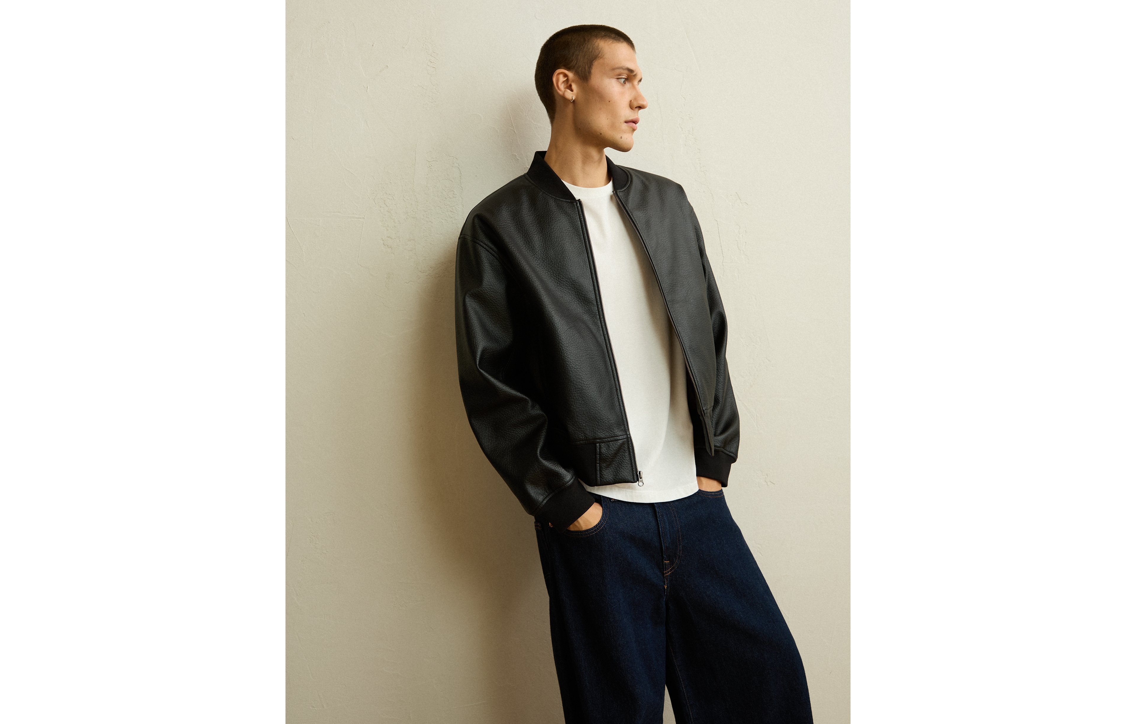 AE Vegan Leather Bomber Jacket