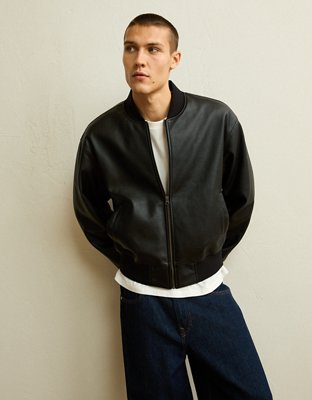 AE Vegan Leather Bomber Jacket