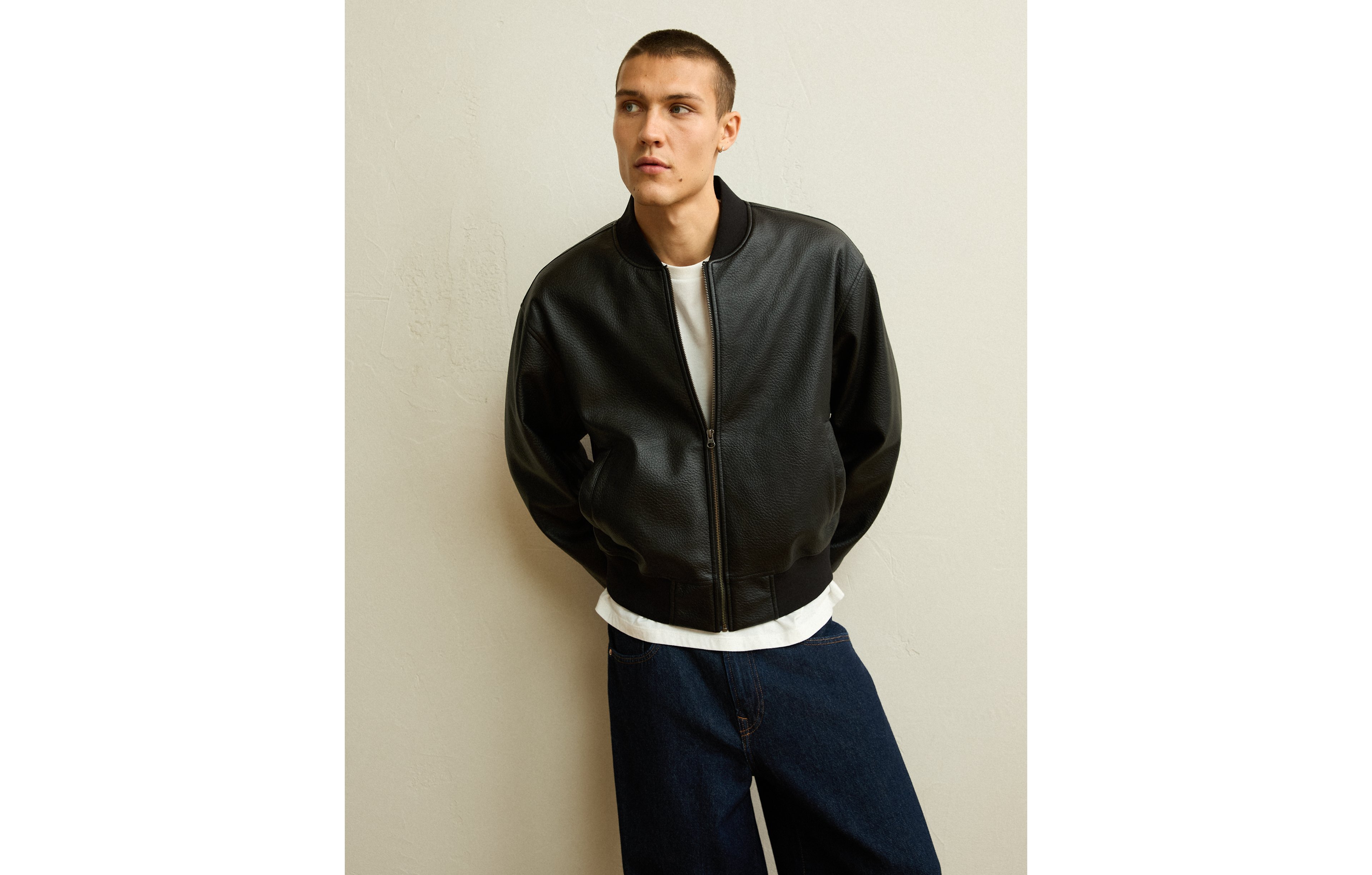 AE Vegan Leather Bomber Jacket