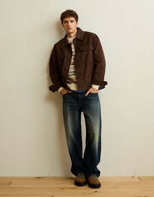 Мужские куртки American Eagle AE Shacket, цвет: Тёмный коричневый — фото 5