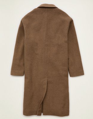 Мужское пальто American Eagle AE Wool-Blend Topcoat, цвет: Средний коричневый — фото 5