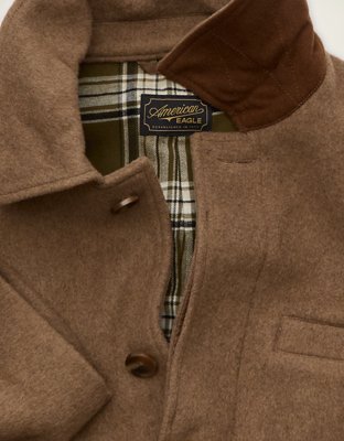 Мужское пальто American Eagle AE Wool-Blend Topcoat, цвет: Средний коричневый — фото 7