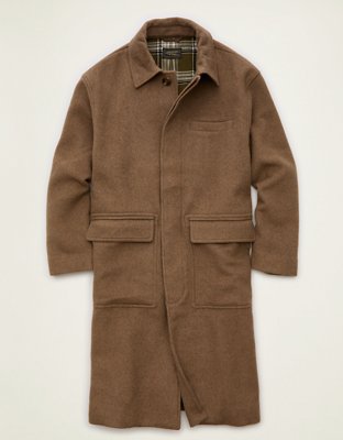 Мужское пальто American Eagle AE Wool-Blend Topcoat, цвет: Средний коричневый — фото 4