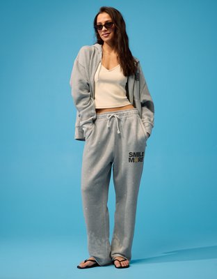 AE | Smiley® Heavyweight Open-Hem Sweatpant | American Eagle