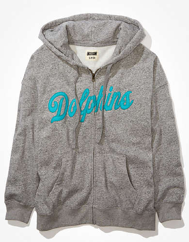 Tailgate Women's Miami Dolphins Oversized Zip-Up Hoodie