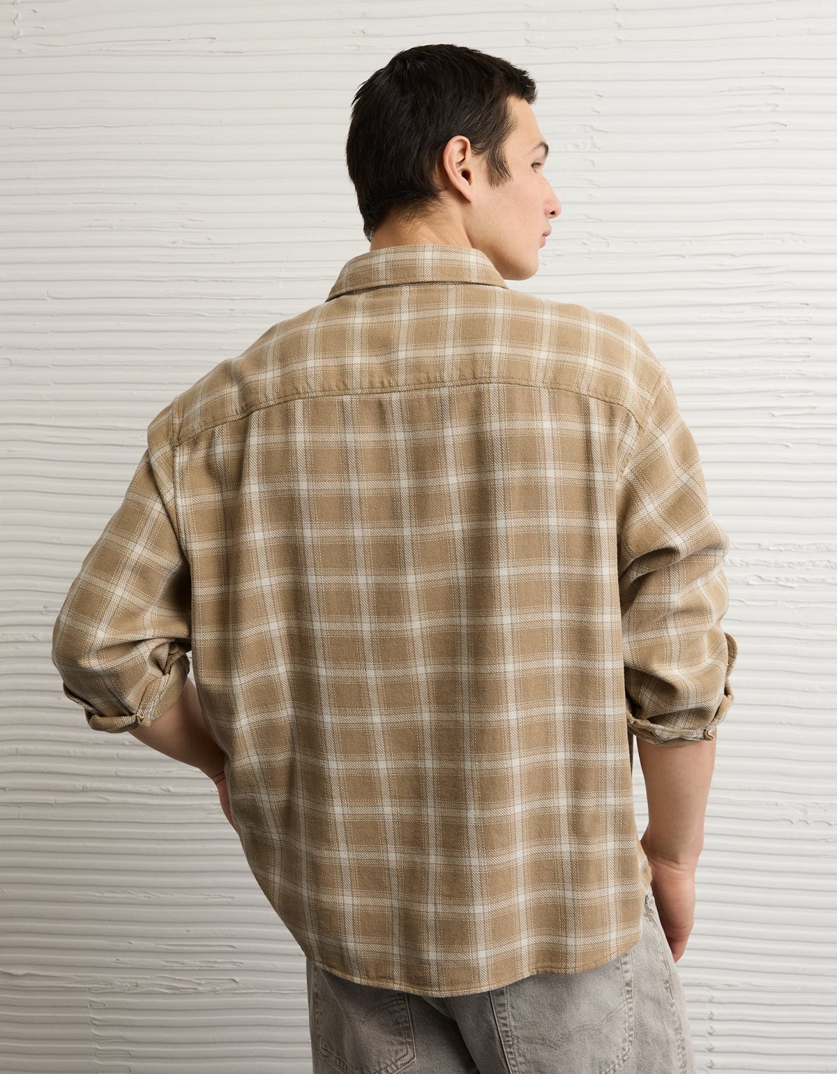 AE Boxy Fit Textured Flannel Shirt - image 3