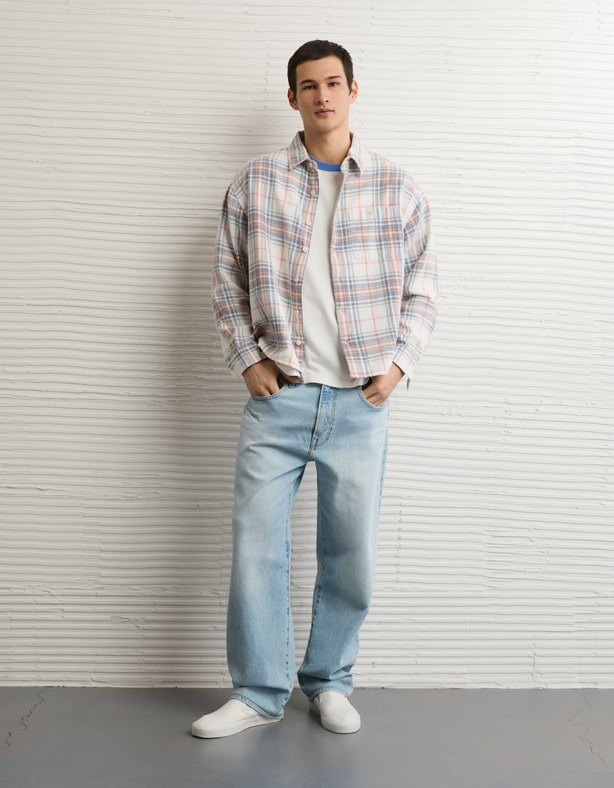 AE Boxy Fit Textured Flannel Shirt - image 2