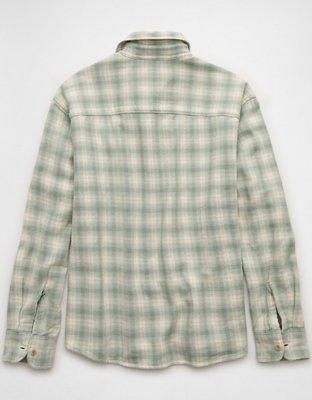 AE Boxy Fit Textured Flannel Shirt