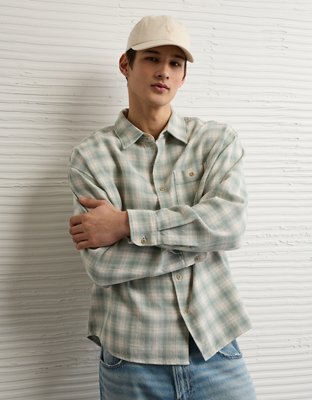 AE Boxy Fit Textured Flannel Shirt