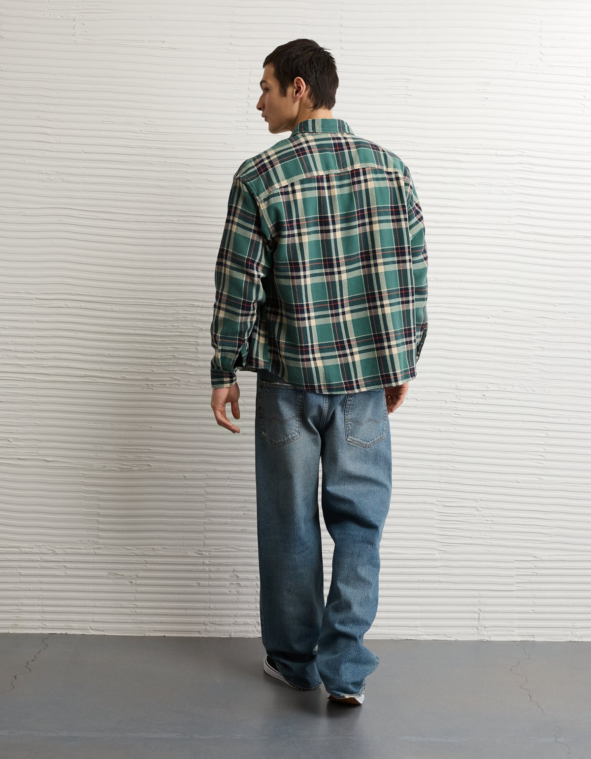 AE Boxy Fit Textured Flannel Shirt - image 2