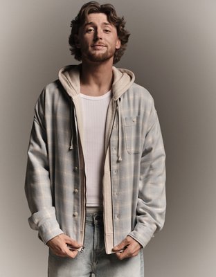 AE Boxy Fit Textured Flannel Shirt