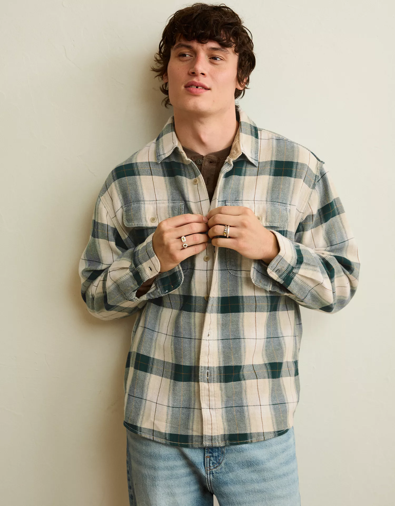 AE Relaxed Fit Textured Flannel Shirt - thumbnail 2