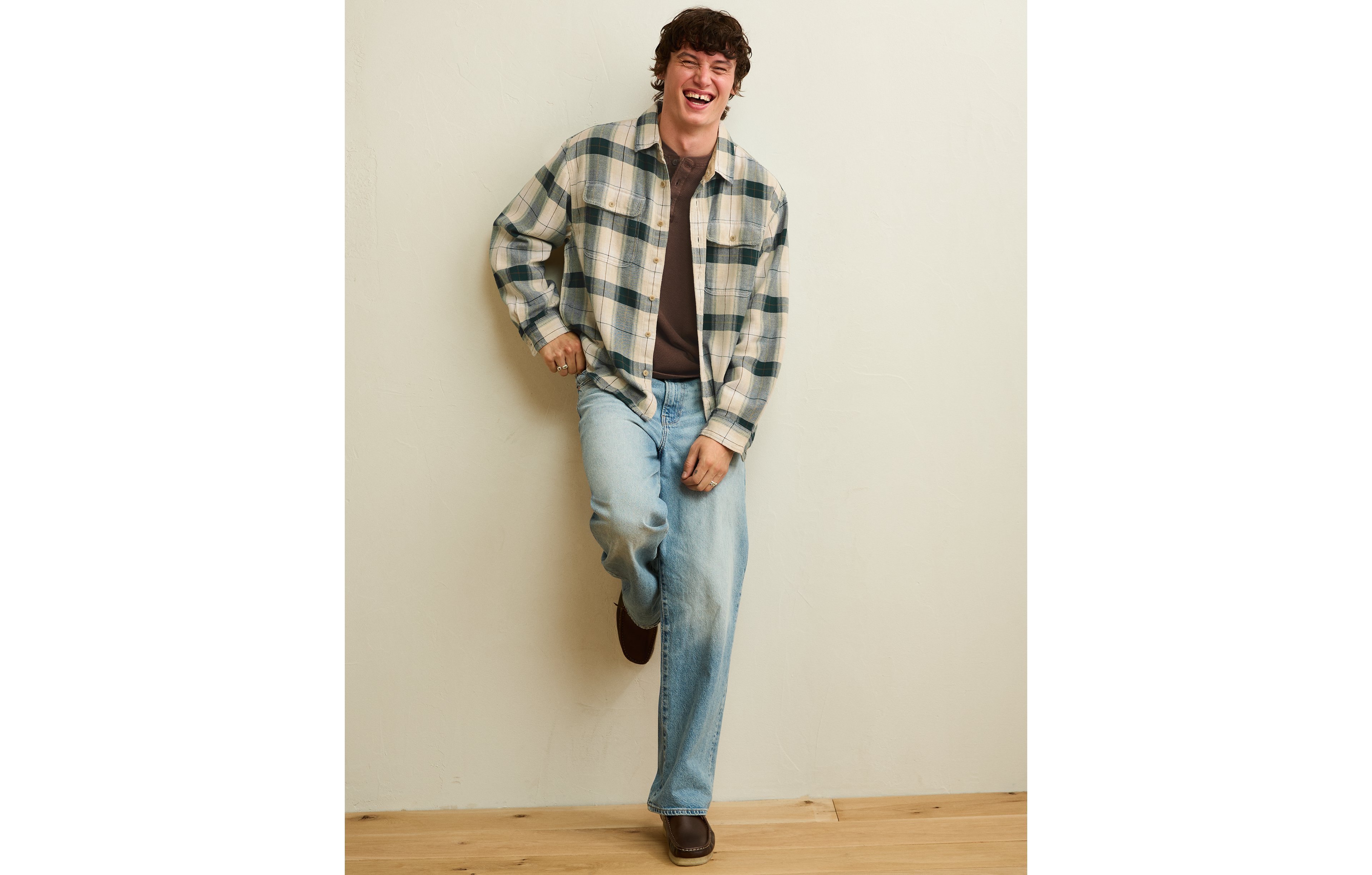 AE Relaxed Fit Textured Flannel Shirt