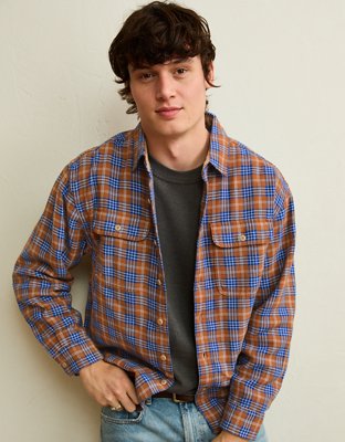 AE Relaxed Fit Textured Flannel Shirt
