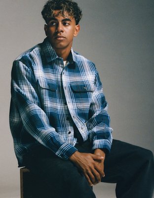 AE Relaxed Fit Textured Flannel Shirt