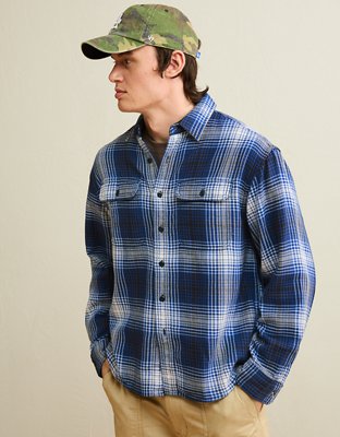 AE Relaxed Fit Textured Flannel Shirt