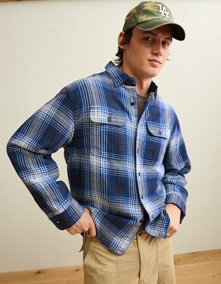 AE Relaxed Fit Textured Flannel Shirt