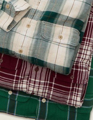 AE Relaxed Fit Textured Flannel Shirt