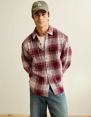 AE Relaxed Fit Textured Flannel Shirt