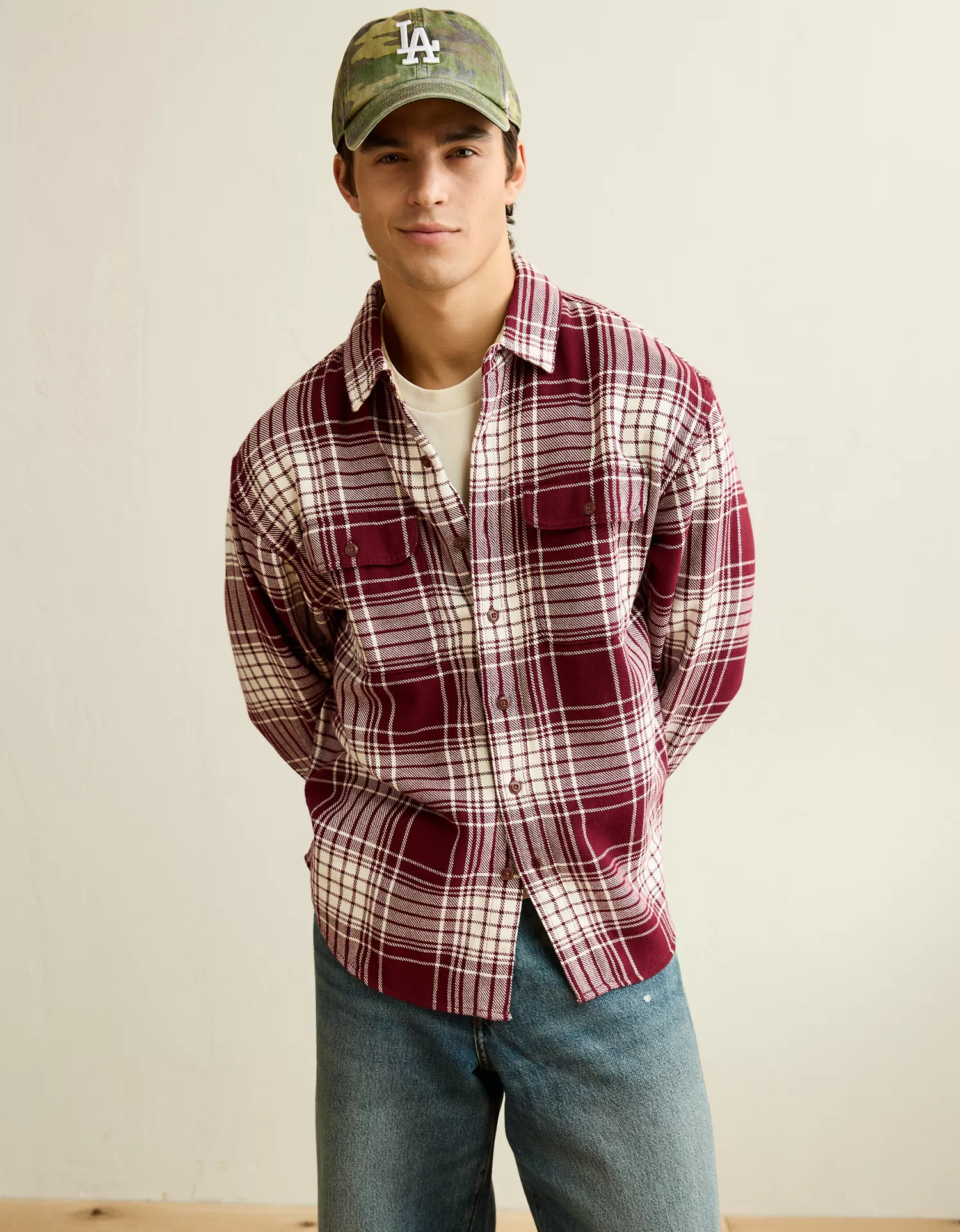 AE Relaxed Fit Textured Flannel Shirt - thumbnail 8