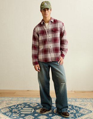 AE Relaxed Fit Textured Flannel Shirt