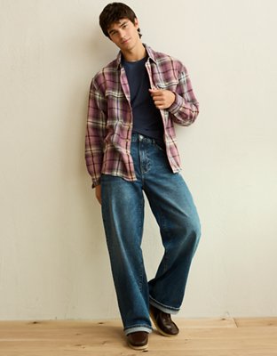AE Relaxed Fit Textured Flannel Shirt