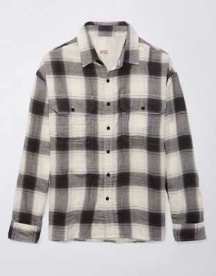 Flannel Shirt Jacket - Gray Plaid, 2XL S-24264GR-2X - Uline