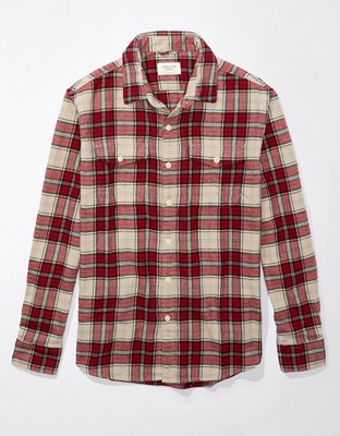 Offline Arie American Eagle XXL Shirt Jacket Green Plaid Flannel Button  Down 