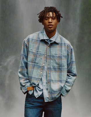 Blue jean hot sale flannel shirt