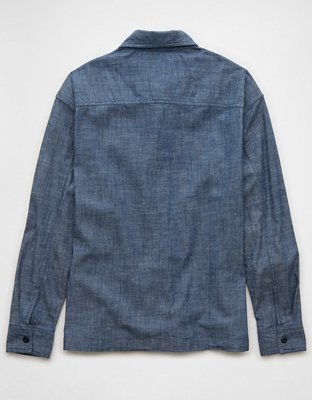 AE Stretch Chambray Long-Sleeve Button-Up Shirt