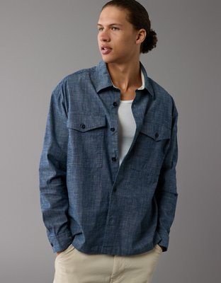 AE Stretch Chambray Long-Sleeve Button-Up Shirt