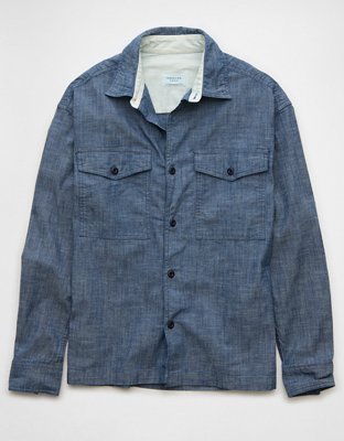 AE Stretch Chambray Long-Sleeve Button-Up Shirt