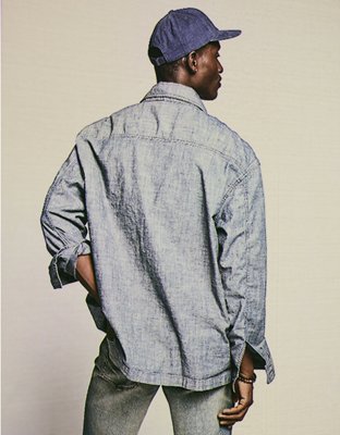 AE Stretch Chambray Long-Sleeve Button-Up Shirt