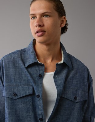 AE Stretch Chambray Long-Sleeve Button-Up Shirt