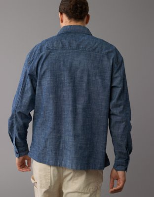 AE Stretch Chambray Long-Sleeve Button-Up Shirt